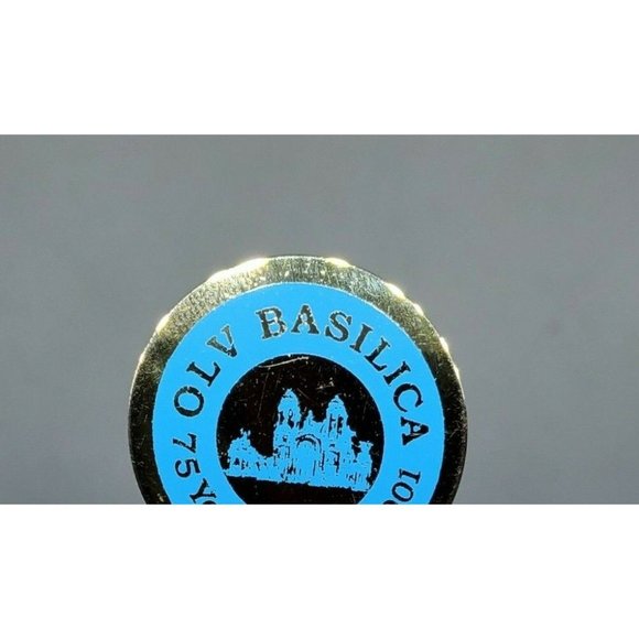 OLV Basilica 75 Years 1926-2001 Gold Blue Colored Lapel Hat Brooch Pin - Picture 5 of 10